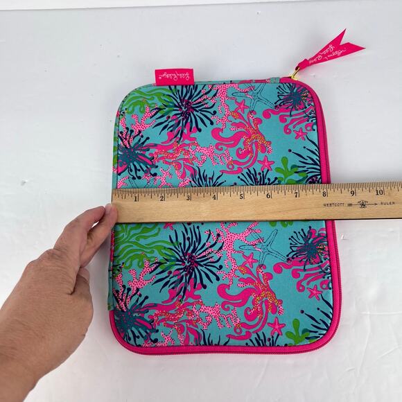 EUC Lilly Pulitzer iPad/Tablet Neoprene Blue Pink Nautical Case Holder Zipper - Picture 8 of 8
